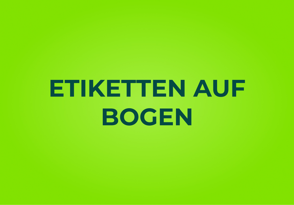 Etiketten auf Bogen